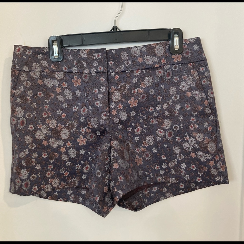 LOFT dressy shorts, floral, deep purple